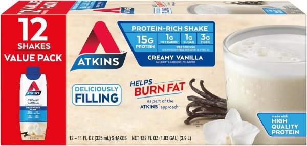Atkins Creamy Vanilla Protein Shake 12 Count