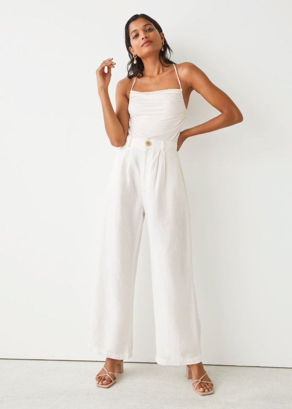 Wide Pleated High Waist Trousers
