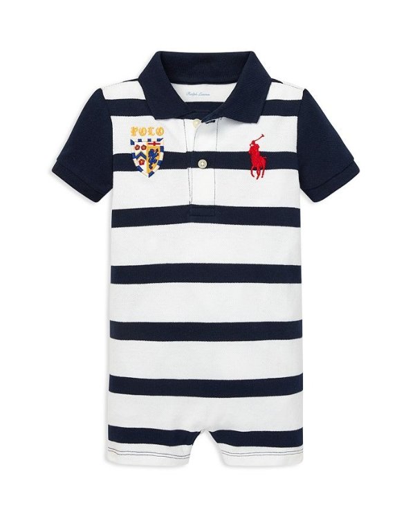 Boys' Striped Cotton Polo Shortall - Baby