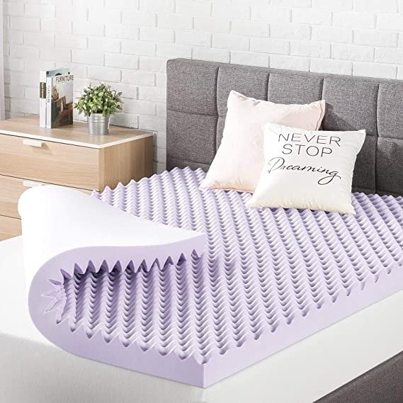 Best Price Mattress 3 Inch Egg Crate Memory Foam Mattress Topper with Soothing Lavender Infusion, CertiPUR-US Certified, King
