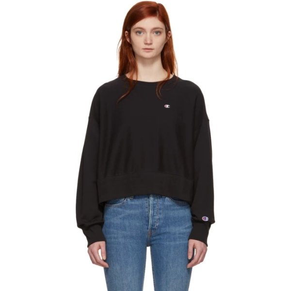 - Black Basic Oversized Small Logo Sweatshirt