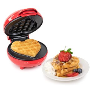 Nostalgia MyMini Personal Electric Heart Waffle Maker, 5-Inch Cooking Surface