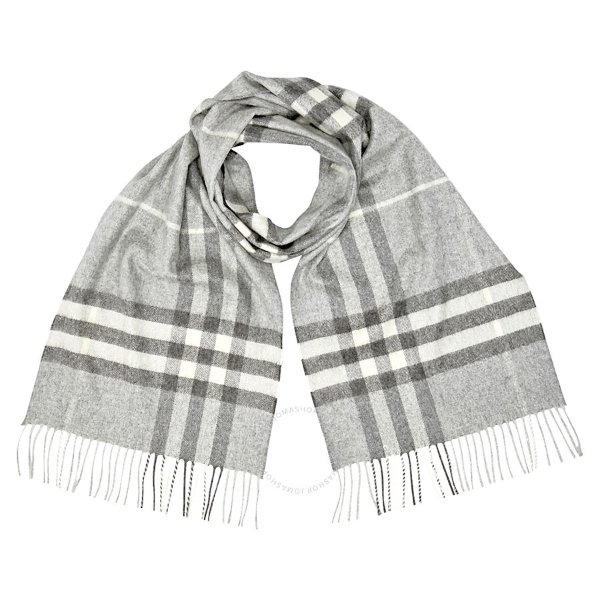 Giant Check Cashmere Scarf- Grey