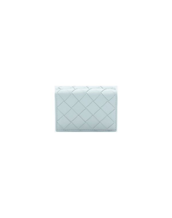 Mini Tri-fold Wallet In Leather With Woven Pattern