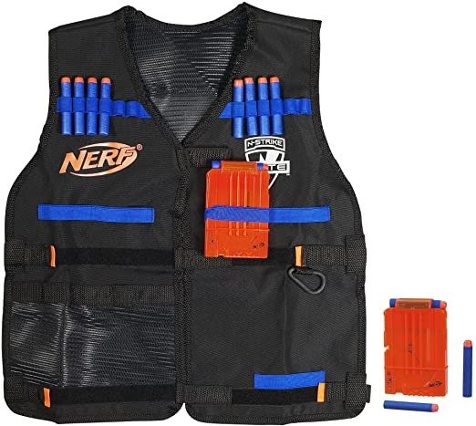 Official Nerf Tactical Vest N-Strike Elite Series Includes 2 Six-Dart Clips and 12 Official Nerf Elite Darts For Kids, Teens, and Adults (Amazon Exclusive)