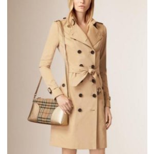 BURBERRY Horseferry Check and Leather Clutch - Honey/Gold