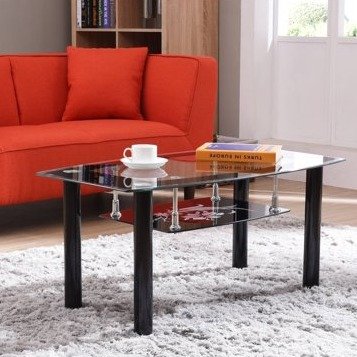 Glass Rectangle Coffee Table, Black