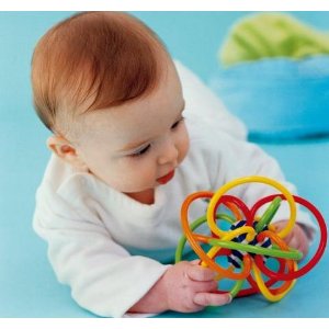 tan Toy Winkel Color Burst Rattle and Sensory Teether Activity Toy