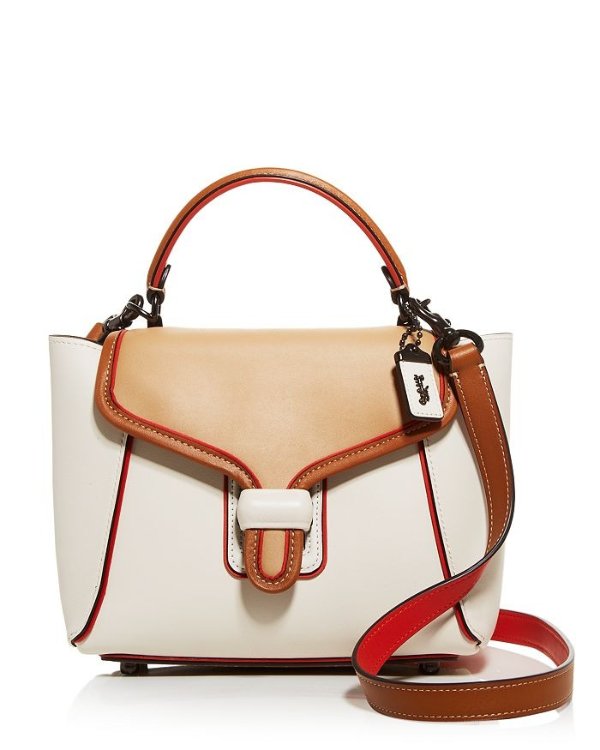 Courier Bag Color Block Leather Crossbody