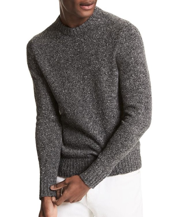 Wool Blend Tweed Regular Fit Crewneck Sweater