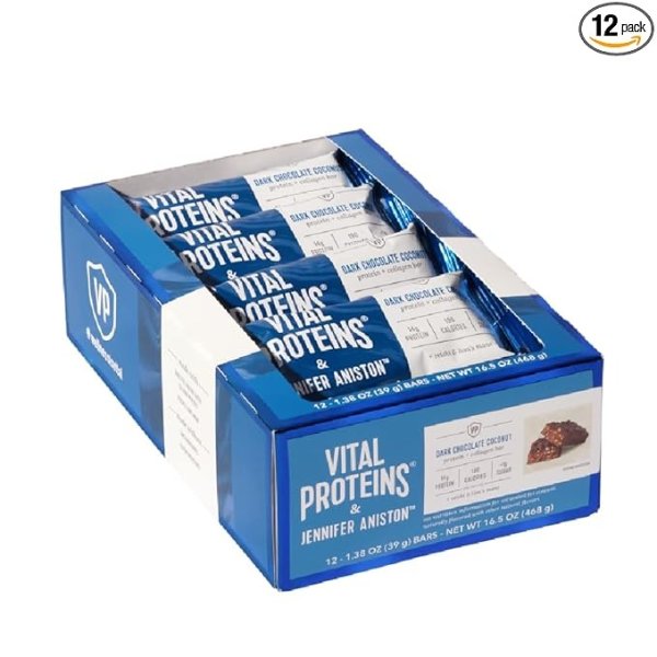 ® & Jennifer Aniston™ Dark Chocolate Coconut Flavored Protein and Collagen Bar 12-count box