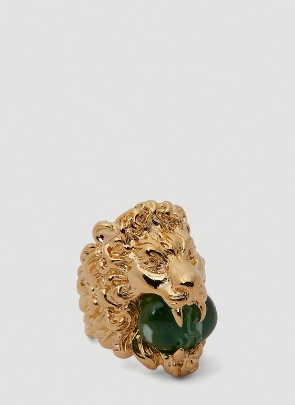 Lion Head Gemstone Ring in Gold