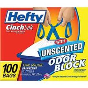 Hefty® CinchSak Drawstring Trash Bags, 13 Gallon, 100 Bags/Box