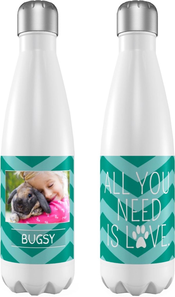 Personalized "All You Need Is Love" Slim Water Bottle, 17-oz