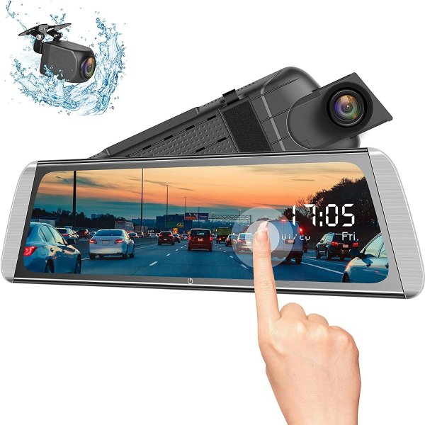 Campark Mirror Dash Cam 10 Inches 1080P Touch Screen Rear View Camera for Car