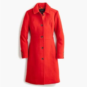 LADY DAY 长款羊绒大衣，红色