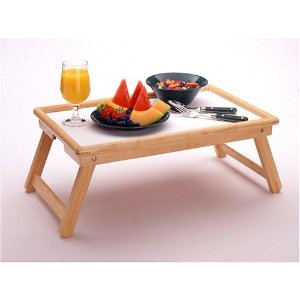 Winsome Wood Breakfast Bed Tray with Handle Foldable Legs