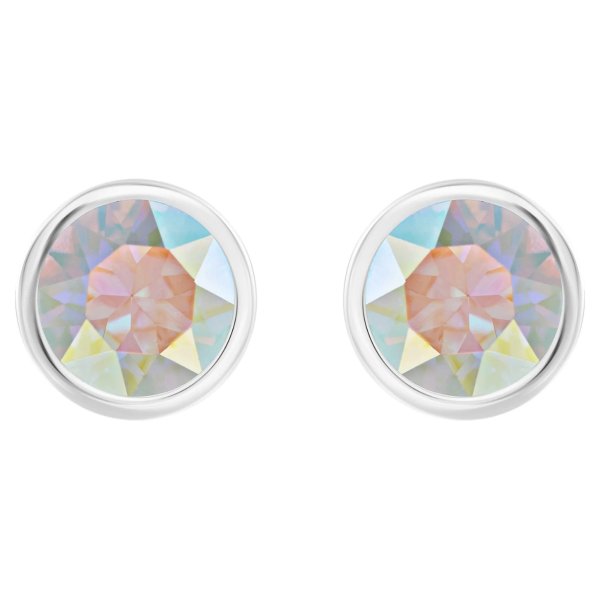 Solitaire Pierced Earrings, Multi-colored, Rhodium plated by SWAROVSKI