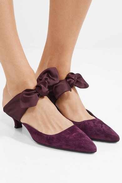 Coco suede and satin mules