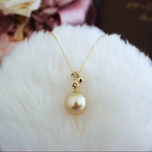 K18 SouthSeas pearl 9-10mm DIA necklace diamond southsea pearl necklace D0.01ct 1pcs