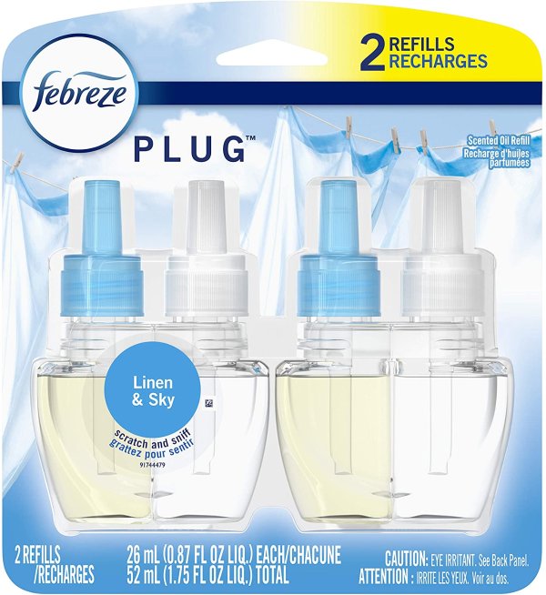 Plug In, Air Freshener, Scented Oil Refill, Linen & Sky, 2 Count