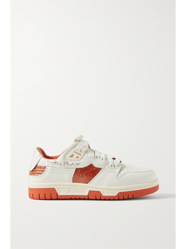 + NET SUSTAIN two-tone textured- and cracked-leather sneakers