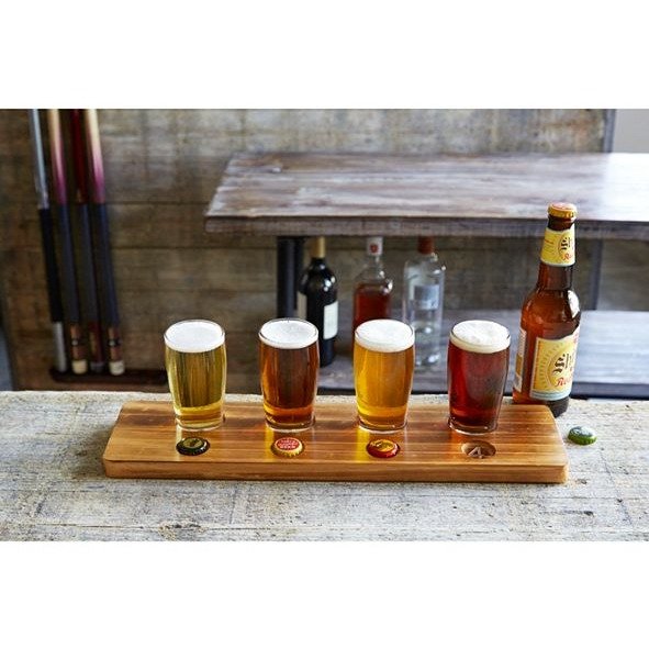 Beer Tasting Flight Set Wood 5pc