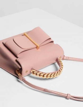 Blush Bow Detail Handbag | CHARLES & KEITH