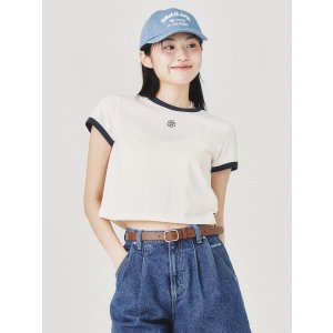 Flory Embroidery Ringer Crop T-shirt