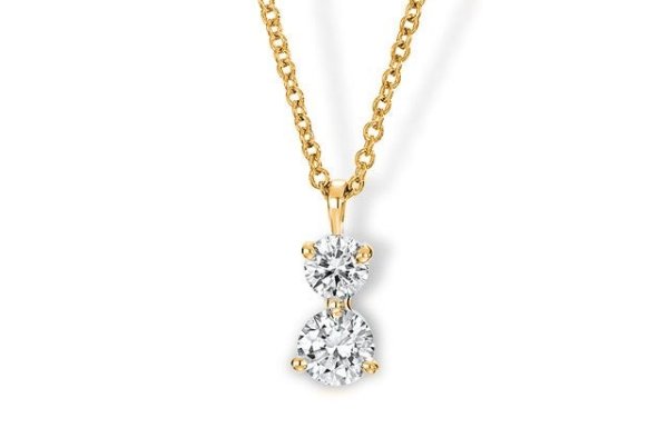 Two-stone Diamond Drop PendantSKU: PL00475DD4Y-1814kt Yellow Gold