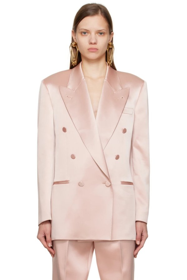 Pink Double-Breasted Blazer