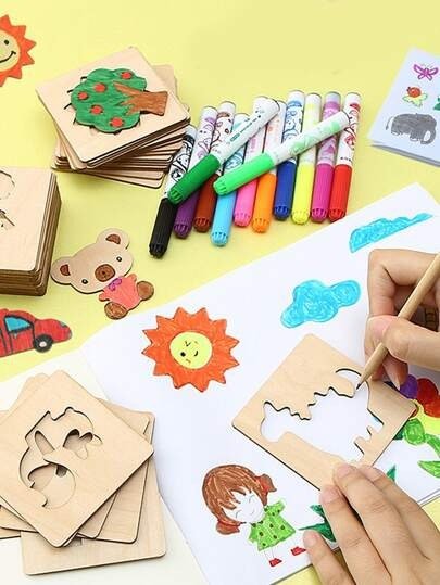 1set Wooden Drawing Template Board