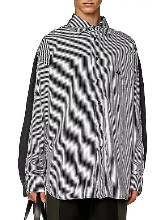 Warh Striped & Denim Button-Front Shirt