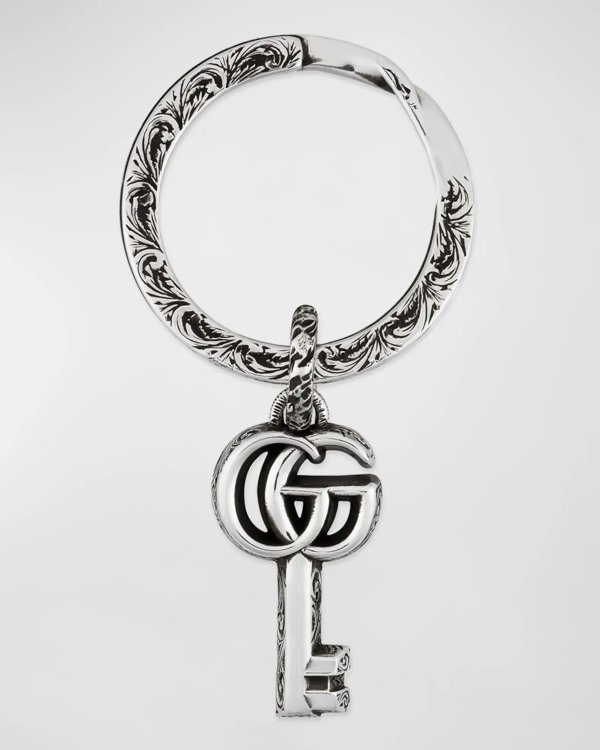 GG Marmont Silver Keychain