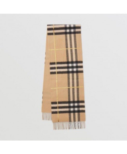 - Reversible Studded Check Cashmere Scarf