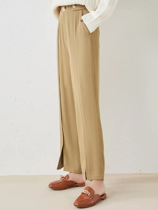 High Waist Solid Color Casual Pants, Straight Leg Loose Pants, Women's Clothing - Clothing, Shoes & Jewelry - Temu