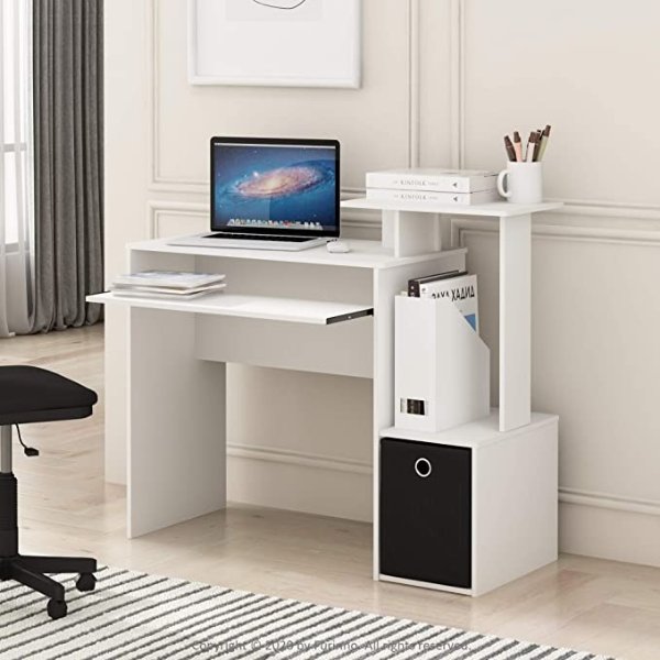 Econ Multipurpose Home Office Computer Writing Desk, White/Black