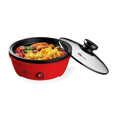 EGL-6101 8.5" Round Personal Skillet with Glass lid - Red