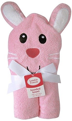 Animal Face Hooded Woven Terry Baby Towel, Bunny
