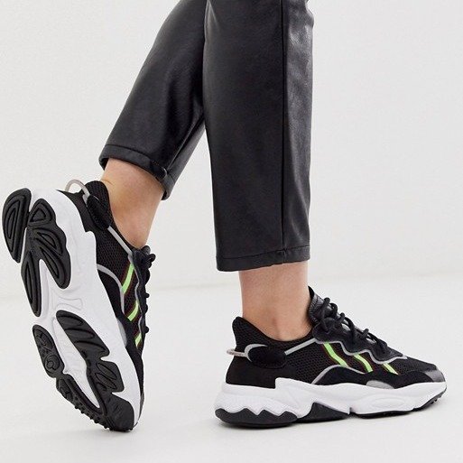 Originals Ozweego sneakers in black and green | ASOS