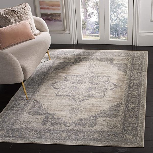 Brentwood Collection BNT865B Area Rug, 3' x 5', Cream/Grey