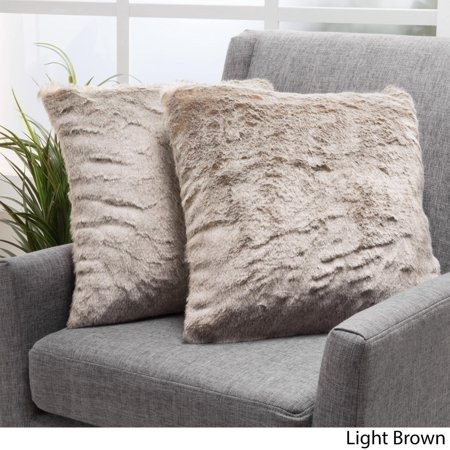 Elise Faux Fur Square Throw Pillows (Set of 2) by
