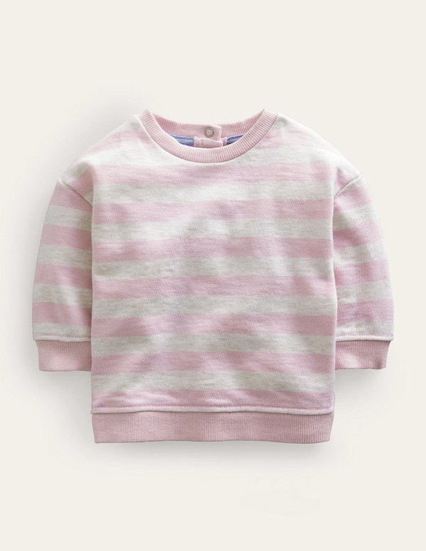 Stripy Sweatshirt - Oatmeal/Pink | Boden US