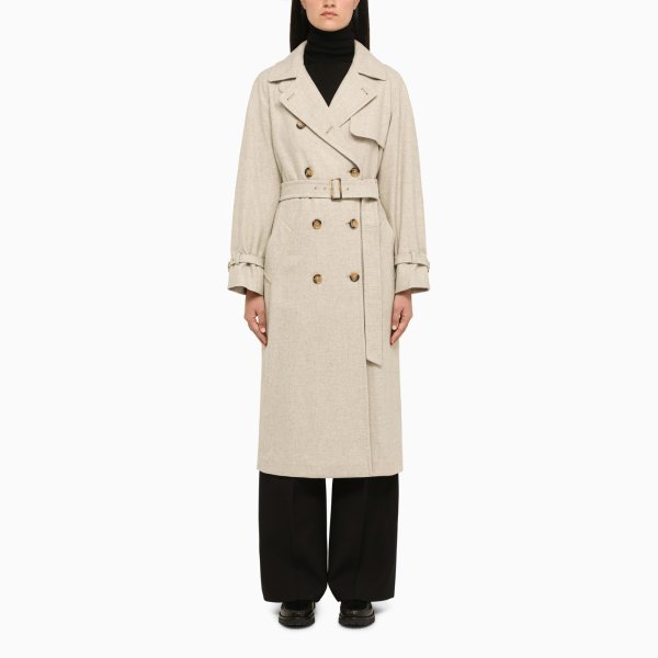 Sand trench-style coat