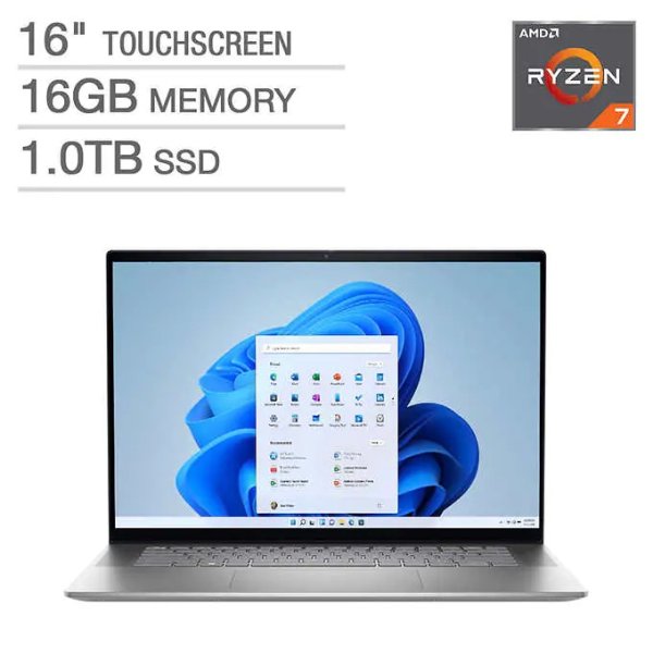 Dell Inspiron 16" Laptop (R7 5825U, 16GB, 1TB)