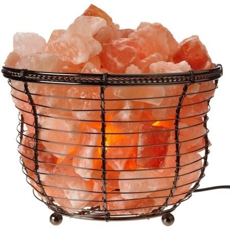 Natural Salt Lamp 8" Tall Round Basket 10 lbs with Dimmer