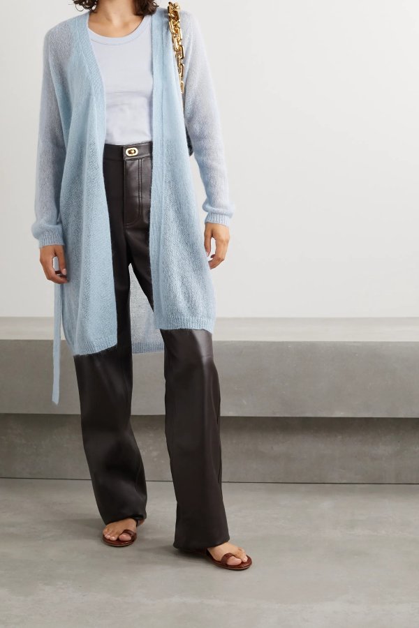 Leisure Calante belted mohair-blend cardigan