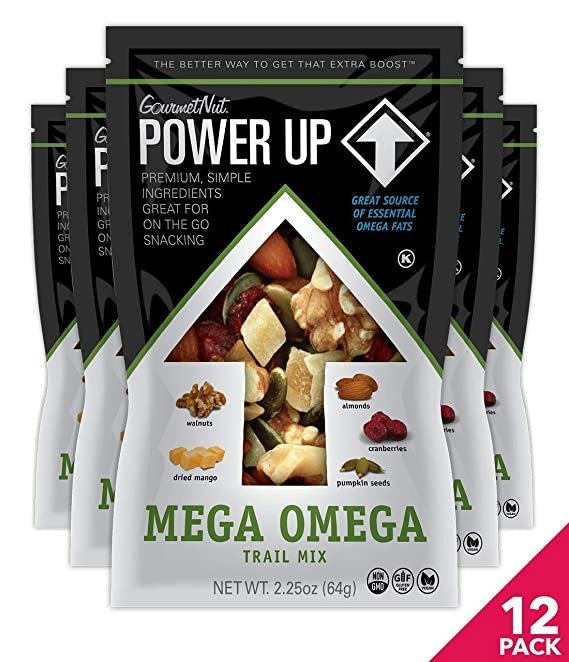 Trail Mix, Mega Omega Trail Mix, Keto-Friendly, Paleo-Friendly, Non-GMO, Vegan, Gluten Free, No Artificial Ingredients, 2.25 Ounce (Pack of 12)