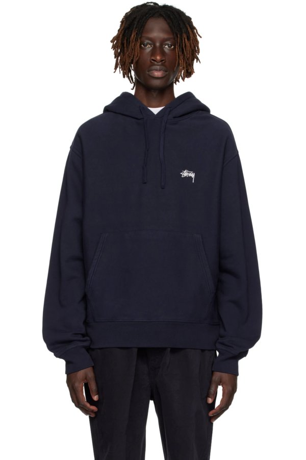 Navy Relaxed-Fit Hoodie