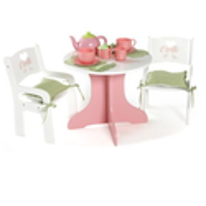 Bowtiful Doll Kids' Table & Chairs w/ Tea Set